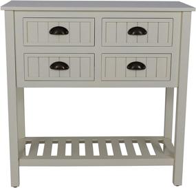 img 4 attached to 🪑 Antique White Bailey Bead board 4-Drawer Console Table by Decor Therapy, 14x32x32