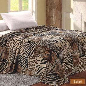 img 4 attached to 🦁 Luxurious Queen Size Micro Plush Patchwork Blanket with Safari Print - Essential for Your Home