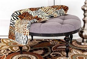 img 2 attached to 🦁 Luxurious Queen Size Micro Plush Patchwork Blanket with Safari Print - Essential for Your Home