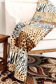 img 1 attached to 🦁 Luxurious Queen Size Micro Plush Patchwork Blanket with Safari Print - Essential for Your Home