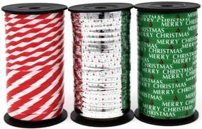 img 3 attached to Christmas Curling Ribbon Pack - Green, Red & White Stripes, Metallic Silver - Holiday Party Crafts Supplies Decorations - 100 Yards Per Roll - Total of 900 Feet - by Gift Boutique