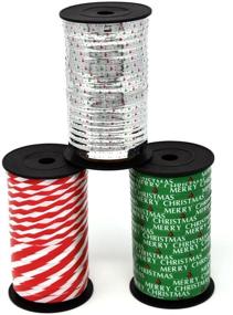 img 2 attached to Christmas Curling Ribbon Pack - Green, Red & White Stripes, Metallic Silver - Holiday Party Crafts Supplies Decorations - 100 Yards Per Roll - Total of 900 Feet - by Gift Boutique