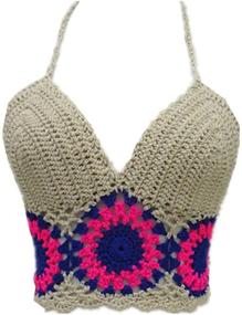 img 1 attached to Handmade Crochet Halter Top 👙 in Black - Bikini Style Crop Top