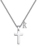 📿 xiexiela boys men's initial cross necklace - stainless steel letter cross pendant, simple jewelry gifts with 20-inch chain logo