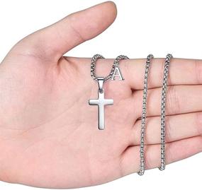 img 3 attached to 📿 XIEXIELA Boys Men's Initial Cross Necklace - Stainless Steel Letter Cross Pendant, Simple Jewelry Gifts with 20-Inch Chain