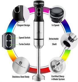img 1 attached to Greensplit: 5-в-1 набор погружного блендера | 800 Вт мощного ручного многофункционального блендера для детского питания, смузи и многого другого!