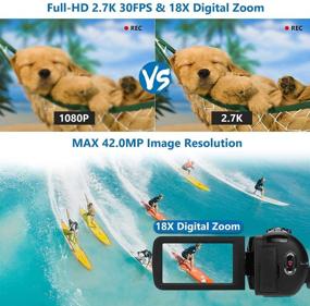 img 3 attached to 📸 High-Resolution Video Camera for YouTube – 2.7K 42MP 18X Digital Camcorder with Flip Screen, Remote Control, and Two Batteries