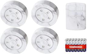 img 4 attached to Happetite Dimmable LED Puck Lights with Wireless Remote, Timer and Battery Operation - Ideal for Kitchen, Bedroom, Under Counter, Hallway, Stairs - 4 Pack (Marble Pattern)