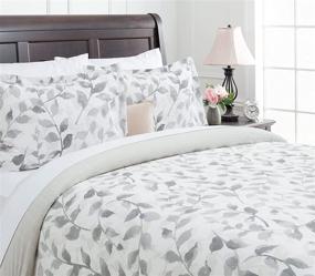 img 3 attached to 🛏️ Chanasya Duvet Cover Queen Set - Luxuriously Soft Layered Leaf Print Bedding - Reversible 3-Piece Comforter Cover - Brushed Microfiber with Zipper Closure (1 Duvet Cover & 2 Pillow Shams) - Gray Creme - Queen Size