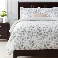🛏️ chanasya duvet cover queen set - luxuriously soft layered leaf print bedding - reversible 3-piece comforter cover - brushed microfiber with zipper closure (1 duvet cover & 2 pillow shams) - gray creme - queen size logo