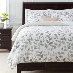 img 4 attached to 🛏️ Chanasya Duvet Cover Queen Set - Luxuriously Soft Layered Leaf Print Bedding - Reversible 3-Piece Comforter Cover - Brushed Microfiber with Zipper Closure (1 Duvet Cover & 2 Pillow Shams) - Gray Creme - Queen Size