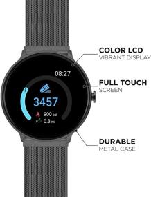 img 3 attached to iTouch Sport Round Smartwatch - Waterproof, Heart Rate Monitor, Multi-Sports Mode, Pedometer - Android and iOS Compatible - Metal Mesh Strap with Magnetic Closure (Gunmetal)