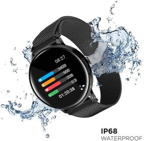 img 2 attached to iTouch Sport Round Smartwatch - Waterproof, Heart Rate Monitor, Multi-Sports Mode, Pedometer - Android and iOS Compatible - Metal Mesh Strap with Magnetic Closure (Gunmetal)