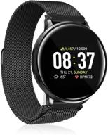 itouch sport round smartwatch - waterproof, heart rate monitor, multi-sports mode, pedometer - android and ios compatible - metal mesh strap with magnetic closure (gunmetal) logo