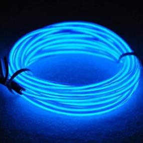 img 2 attached to 🔵 TDLTEK Blue Glowing Neon Strobing Electroluminescent Wire/El Wire + 3 Mode Battery Controller, 9ft