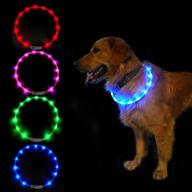 sunet led dog collars: usb rechargeable, adjustable silicone, 3 flashing modes for night safety - light up dog collar for small medium large dogs logo