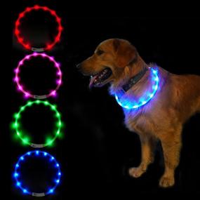 img 4 attached to SUNET LED Dog Collars: USB Rechargeable, Adjustable Silicone, 3 Flashing Modes for Night Safety - Light Up Dog Collar for Small Medium Large Dogs