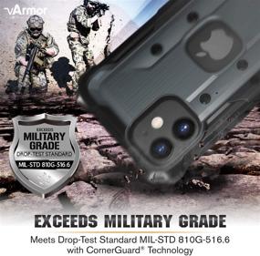 img 2 attached to 📱 Vena vArmor Rugged Case for iPhone 12 Mini (5.4-inch) - Military Grade Drop Protection, Heavy Duty Holster Belt Clip Cover with Kickstand - Space Gray