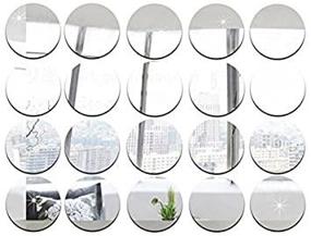 img 4 attached to 🪞 50pcs/lot - 5cm Silver Round Mirror Sticker, Acrylic DIY Decorative Accessory, Mirror Pieces