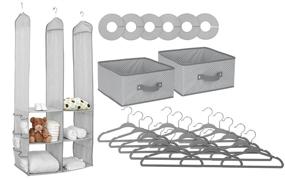 img 2 attached to 🧺 Dove Grey Delta Children Nursery Storage Set - Easy Organizational Solution for Clean Bedrooms, Nurseries, and Closets