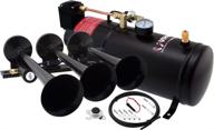 vixen horns truck/car/semi train horn kit - complete onboard system with 150psi air compressor, 1 gallon tank, and 3 trumpets. extreme loud db. perfect fit for pickup, jeep, rv, suv - 12v vxo8210/3118b logo