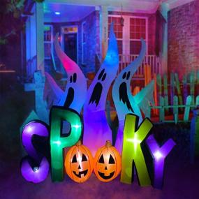 img 3 attached to 👻 8 FT Halloween Inflatable Ghosts & Spooky Pumpkin Decoration with LED Lights for Outdoor Yard Garden Holiday Decor by SEASONBLOW