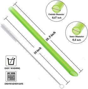 img 3 attached to 🥤 10-Pack Angled Tips Reusable Boba Smoothie Straws - Multi-Colored Jumbo Wide Straws, BPA-Free Food-Grade Plastic Straws for Bubble Tea (Tapioca, Boba Pearls), Milkshakes - Includes 2 Cleaning Brushes