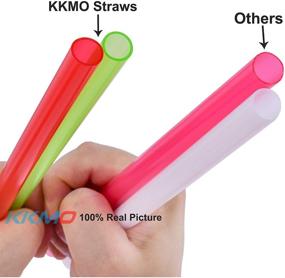 img 2 attached to 🥤 10-Pack Angled Tips Reusable Boba Smoothie Straws - Multi-Colored Jumbo Wide Straws, BPA-Free Food-Grade Plastic Straws for Bubble Tea (Tapioca, Boba Pearls), Milkshakes - Includes 2 Cleaning Brushes