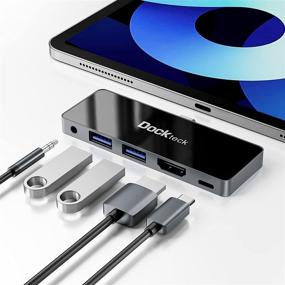 img 4 attached to 🔌 Dockteck iPad Pro USB C Hub: 5-in-1 Adapter with 4K@60Hz HDMI, 100W PD, 2 USB 3.0, and 3.5mm Headphone Jack - Compatible with iPad Pro 2021/2020 and iPad Air 4