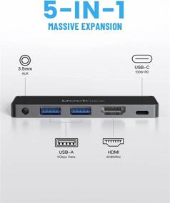 img 3 attached to 🔌 Dockteck iPad Pro USB C Hub: 5-in-1 Adapter with 4K@60Hz HDMI, 100W PD, 2 USB 3.0, and 3.5mm Headphone Jack - Compatible with iPad Pro 2021/2020 and iPad Air 4