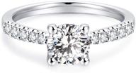 💍 rhodium plated sterling silver engagement ring with 1ct round brilliant cut cubic zirconia cz riviera pavé, ideal cut, d-e color, fl clarity logo