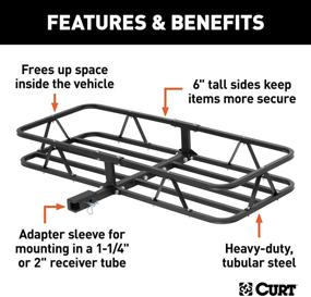 img 2 attached to Корзинчатый прицеп для груза CURT 18145 размером 48 x 20 дюймов: максимальная грузоподъемность 500 фунтов. Черное стальное решение (+1-1/4" и 2-дюймовый адаптерный шток)