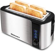 🍞 elite platinum cool touch long slot toaster: bagel-friendly, 6 settings, space saving design, stainless steel & black логотип