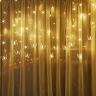 🦋 enhance your decor with butterfly curtain fairy lights: 8 modes, remote control, timer function - ideal for bedroom, patio, christmas, wedding party decoration (warm white) логотип