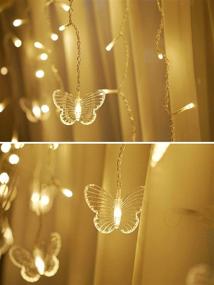 img 1 attached to 🦋 Enhance Your Decor with Butterfly Curtain Fairy Lights: 8 Modes, Remote Control, Timer Function - Ideal for Bedroom, Patio, Christmas, Wedding Party Decoration (Warm White)