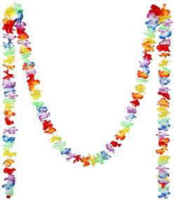 img 1 attached to Vibrant Jovitec Multicolor Tropical Flower Lei Garland - A 10 Pack for Hawaiian Luau Decorations - Style B