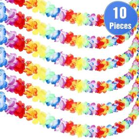 img 4 attached to Vibrant Jovitec Multicolor Tropical Flower Lei Garland - A 10 Pack for Hawaiian Luau Decorations - Style B