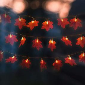 img 3 attached to 🍁 Liacere 2 Pack Fall Maple Leaf String Lights - 29.52Ft/80 Lights 8 Modes - Waterproof Battery Box - Perfect Thanksgiving & Home Decor