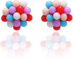 img 4 attached to 🎈 ONLYJUMP Simple Geometric Cartoon Colorful Ball Stud Earrings: Unique Creative Balloons Jewelry Gifts for Women and Girls