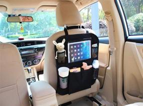 img 1 attached to AutoMuko Car Organizer iPad and Tablet Holder with Car Seat Organizer - Touch Screen Pocket for Android &amp; iOS Tablets up to 9.5&#34; - One-Year Limited Warranty