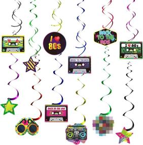 img 2 attached to 🎉 Blulu 80s Party Decorations Kit: Retro 1980s Hanging Swirls & Hip Hop Signs for 80's Theme Supplies - 30CT