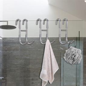 img 4 attached to 🧺 Pynsseu Bathroom Door Hooks Set of 3 - Ideal for Towels, Coats, Hats, Towel Rack, Shower Squeegee & More!