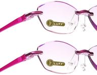 👓 luff reading glasses: lightweight and comfortable home readers - 2 pack frameless diamond trimming for women - great value! logo