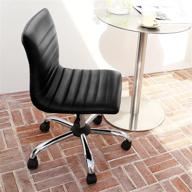 💺 versatile & stylish armless office chair: small pu leather task chair with adjustable height and swivel wheels – perfect for make up, home office, bedroom, and conference room – sleek low back design in black logo