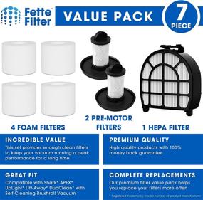 img 3 attached to 🔍 Fette Filter - Vacuum Filter Set Compatible with Shark APEX UpLight Lift-Away DuoClean - 4 Foam + 2 Felt Filters Support Kit + 1 HEPA - Equivalent to Parts #XHFFC600#XFFLZ600 (Fits LZ600, LZ601, LZ602, LZ602C, QU602QBK, QU602QBL, QU602QBX, QU602QPK, QU603QBK, QU603QBL, QU603QPK, QU603QRW