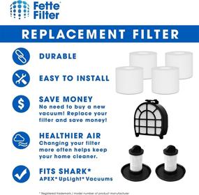 img 2 attached to 🔍 Fette Filter - Vacuum Filter Set Compatible with Shark APEX UpLight Lift-Away DuoClean - 4 Foam + 2 Felt Filters Support Kit + 1 HEPA - Equivalent to Parts #XHFFC600#XFFLZ600 (Fits LZ600, LZ601, LZ602, LZ602C, QU602QBK, QU602QBL, QU602QBX, QU602QPK, QU603QBK, QU603QBL, QU603QPK, QU603QRW