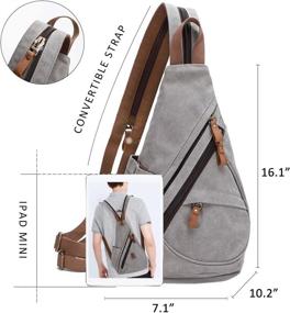 img 3 attached to Small Crossbody Casual Daypack – Canvas Sling Bag Multipurpose Rucksack for Men and Women (6881-Leaden)