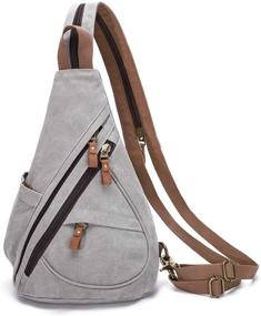 img 4 attached to Small Crossbody Casual Daypack – Canvas Sling Bag Multipurpose Rucksack for Men and Women (6881-Leaden)