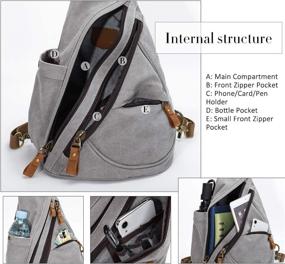 img 2 attached to Small Crossbody Casual Daypack – Canvas Sling Bag Multipurpose Rucksack for Men and Women (6881-Leaden)