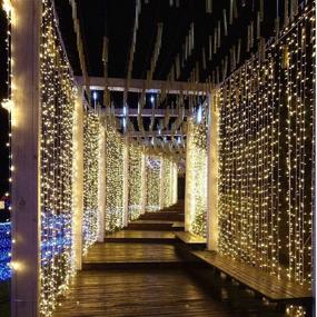 img 4 attached to Geanmoki 306 LED Window Curtain String Lights: Perfect Home Garden Wedding Party Wall Decorations